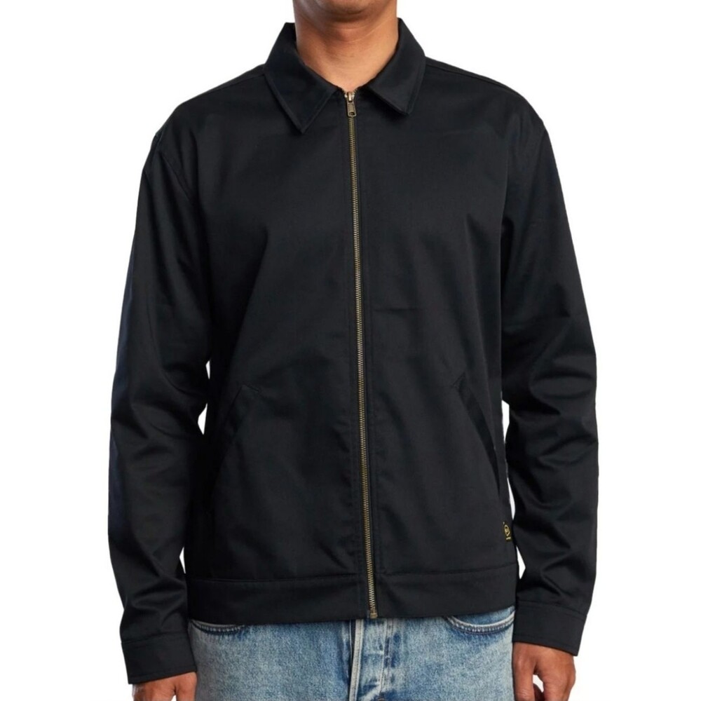 RVCA Men's Day Shift Jacket Zip Up Empire Black Lightweight Size Large AJ-3525